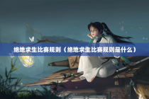 绝地求生比赛规则（绝地求生比赛规则是什么）